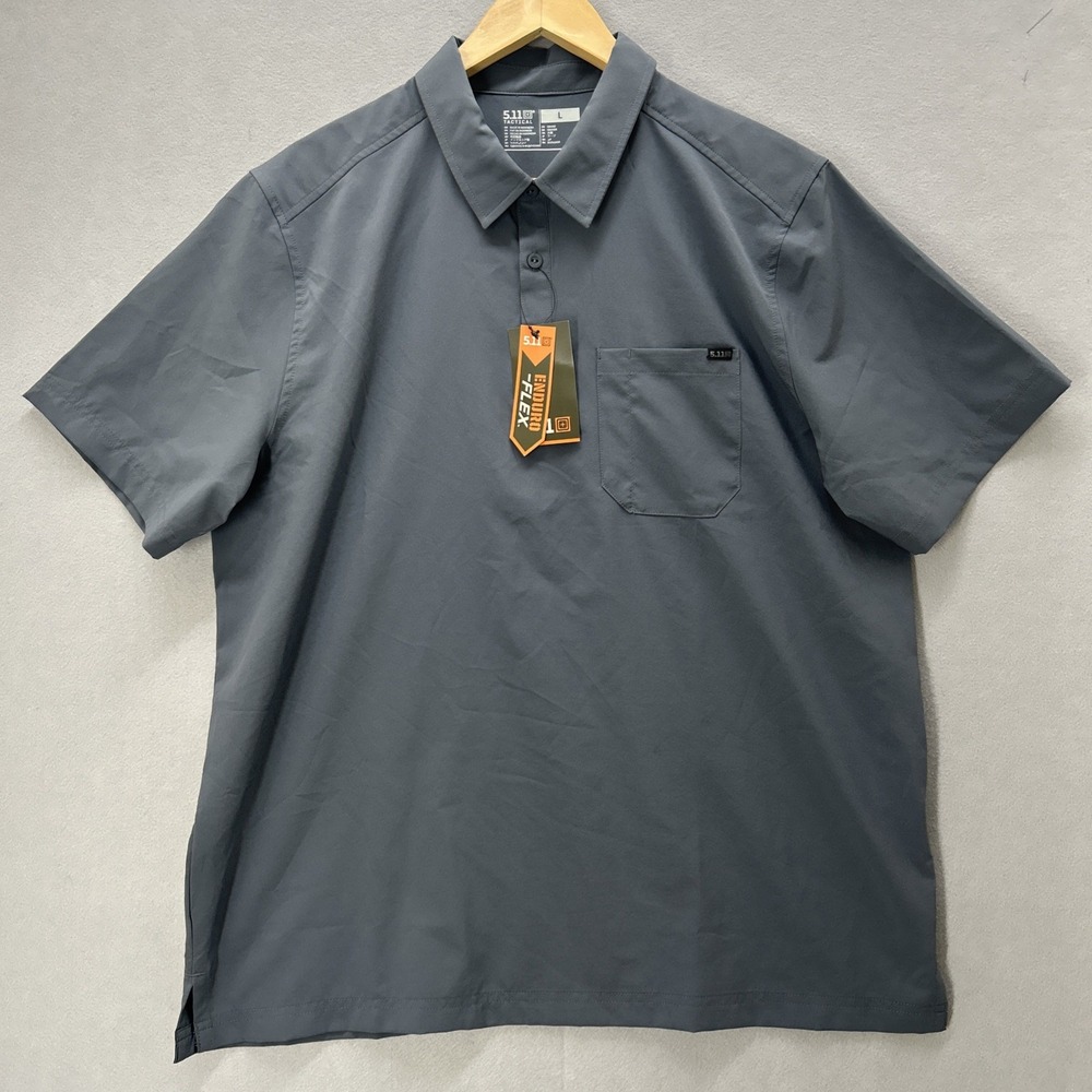5.11 Tactical Performance Pocket Polo Shirt Men Large Gray Enduro-Flex NEW